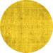 Round Persian Yellow Traditional Rug, tr779yw