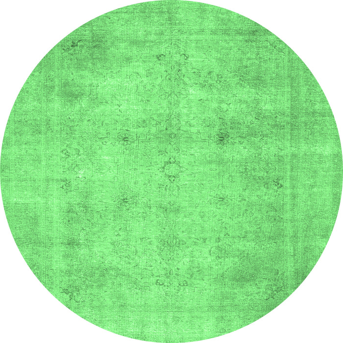 Round Machine Washable Persian Emerald Green Traditional Area Rugs, wshtr779emgrn