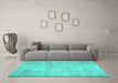 Machine Washable Persian Turquoise Traditional Area Rugs in a Living Room,, wshtr779turq