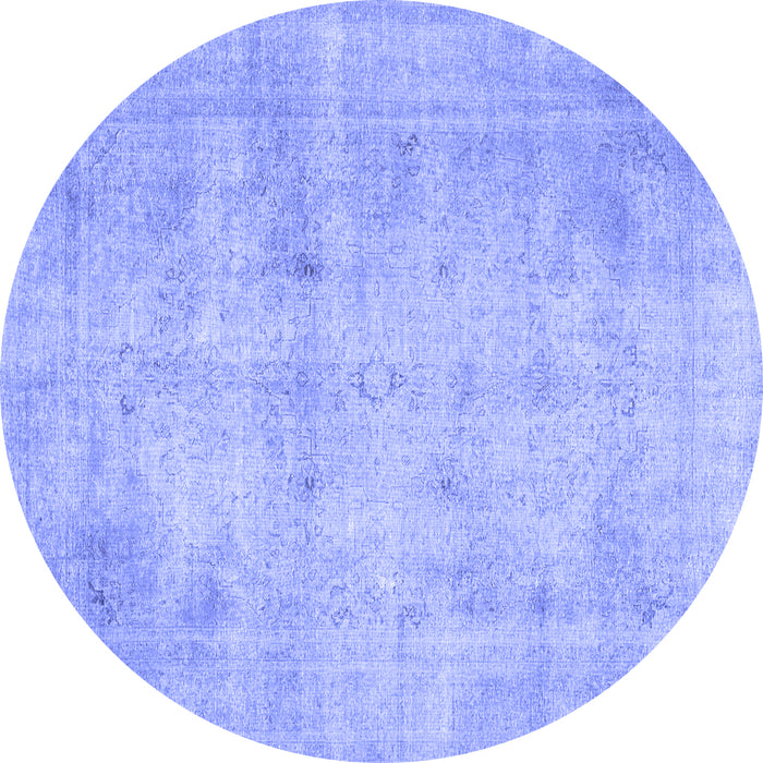 Round Machine Washable Persian Blue Traditional Rug, wshtr779blu