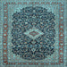 Square Machine Washable Medallion Light Blue Traditional Rug, wshtr77lblu