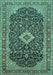 Machine Washable Medallion Turquoise Traditional Area Rugs, wshtr77turq