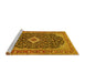 Sideview of Machine Washable Medallion Yellow Traditional Rug, wshtr77yw