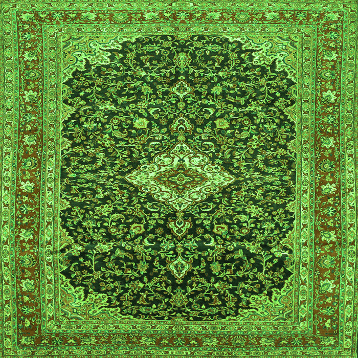 Serging Thickness of Medallion Green Traditional Rug, tr77grn
