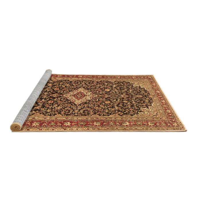 Sideview of Machine Washable Medallion Brown Traditional Rug, wshtr77brn