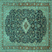 Square Medallion Turquoise Traditional Rug, tr77turq