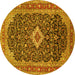 Round Medallion Yellow Traditional Rug, tr77yw