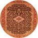 Machine Washable Medallion Orange Traditional Area Rugs, wshtr77org