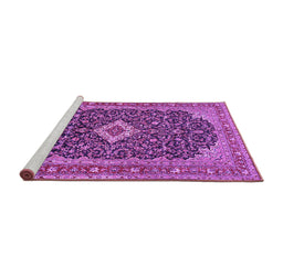 Sideview of Machine Washable Medallion Purple Traditional Area Rugs, wshtr77pur