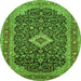 Square Medallion Green Traditional Rug, tr77grn