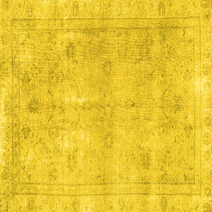 Square Machine Washable Persian Yellow Traditional Rug, wshtr780yw