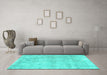 Machine Washable Persian Turquoise Traditional Area Rugs in a Living Room,, wshtr780turq