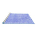 Sideview of Machine Washable Persian Blue Traditional Rug, wshtr780blu