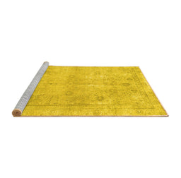 Sideview of Machine Washable Persian Yellow Traditional Rug, wshtr780yw