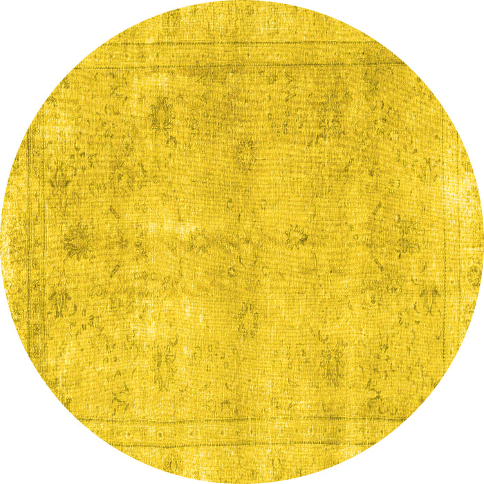 Round Machine Washable Persian Yellow Traditional Rug, wshtr780yw