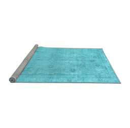 Sideview of Machine Washable Persian Light Blue Traditional Rug, wshtr780lblu