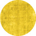 Round Persian Yellow Traditional Rug, tr780yw