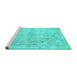 Sideview of Machine Washable Persian Turquoise Traditional Area Rugs, wshtr780turq