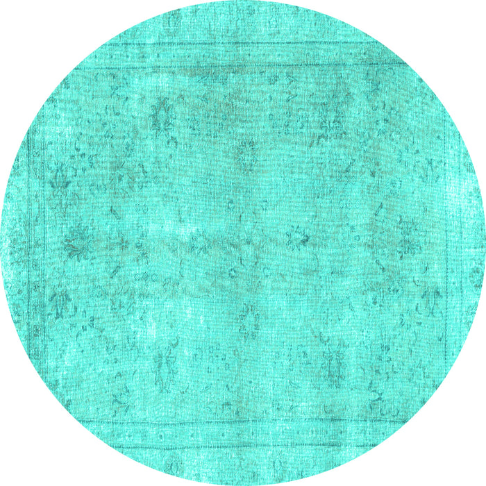 Round Persian Turquoise Traditional Rug, tr780turq