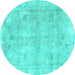 Round Persian Turquoise Traditional Rug, tr780turq