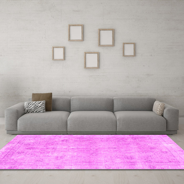 Machine Washable Persian Pink Traditional Rug in a Living Room, wshtr780pnk