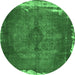 Round Persian Emerald Green Traditional Rug, tr781emgrn