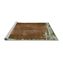 Sideview of Machine Washable Persian Turquoise Traditional Area Rugs, wshtr781turq