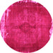 Round Persian Pink Traditional Rug, tr781pnk
