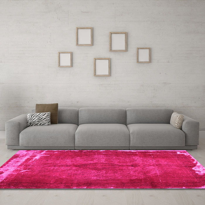 Machine Washable Persian Pink Traditional Rug in a Living Room, wshtr781pnk