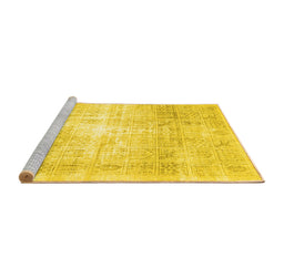Sideview of Machine Washable Persian Yellow Traditional Rug, wshtr782yw