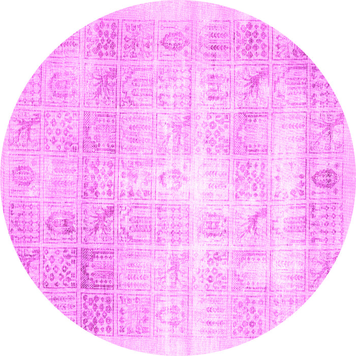 Round Machine Washable Persian Pink Traditional Rug, wshtr782pnk