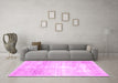 Machine Washable Persian Pink Traditional Rug in a Living Room, wshtr782pnk