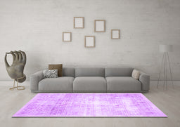 Machine Washable Persian Purple Traditional Area Rugs in a Living Room, wshtr782pur