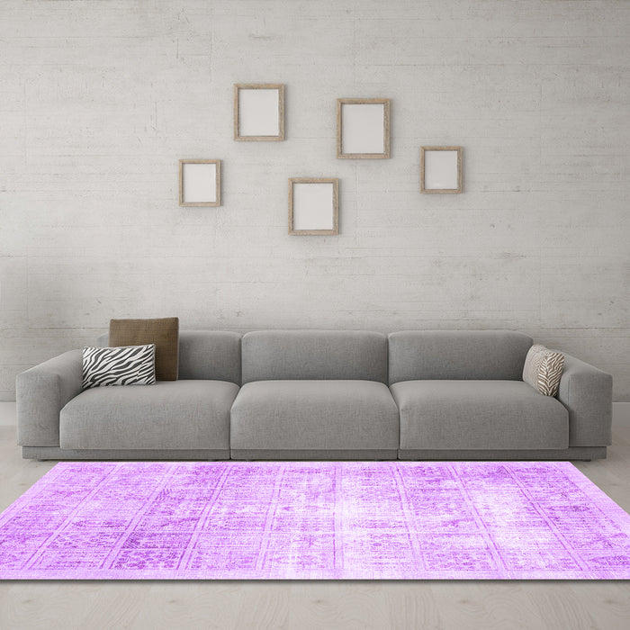 Machine Washable Persian Purple Traditional Area Rugs in a Living Room, wshtr782pur