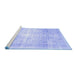 Sideview of Machine Washable Persian Blue Traditional Rug, wshtr782blu