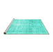 Sideview of Machine Washable Persian Turquoise Traditional Area Rugs, wshtr782turq