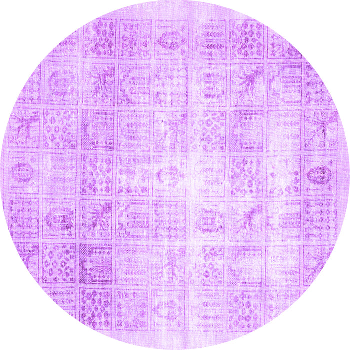 Round Machine Washable Persian Purple Traditional Area Rugs, wshtr782pur