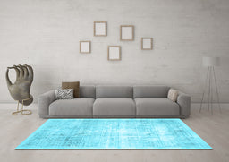 Machine Washable Persian Light Blue Traditional Rug in a Living Room, wshtr782lblu