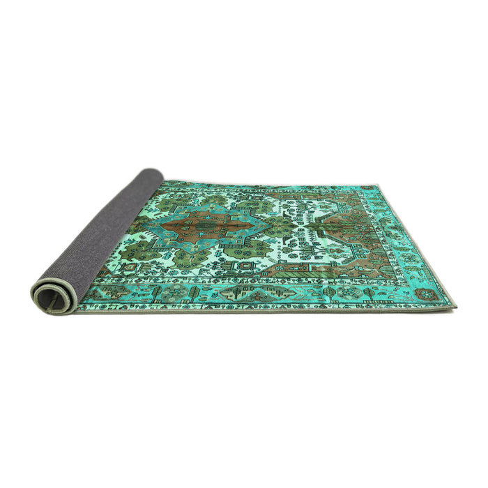 Sideview of Persian Turquoise Traditional Rug, tr783turq