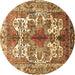 Round Persian Brown Traditional Rug, tr783brn