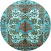 Round Persian Light Blue Traditional Rug, tr783lblu