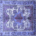 Square Machine Washable Persian Blue Traditional Rug, wshtr783blu