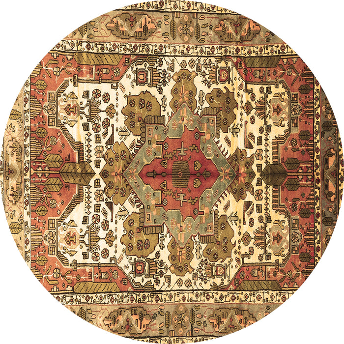 Round Machine Washable Persian Brown Traditional Rug, wshtr783brn