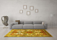 Machine Washable Persian Yellow Traditional Rug, wshtr783yw