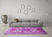 Machine Washable Persian Purple Traditional Area Rugs in a Living Room, wshtr783pur