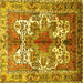 Square Machine Washable Persian Yellow Traditional Rug, wshtr783yw