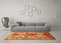 Machine Washable Persian Orange Traditional Rug, wshtr783org