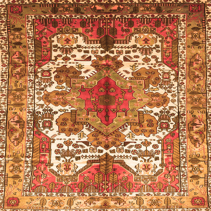 Round Machine Washable Persian Orange Traditional Area Rugs, wshtr783org