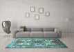 Machine Washable Persian Light Blue Traditional Rug in a Living Room, wshtr783lblu