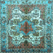 Square Machine Washable Persian Light Blue Traditional Rug, wshtr783lblu